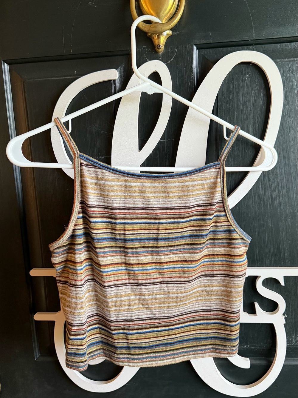 Striped Knit Crop Tank Top in Multicolor